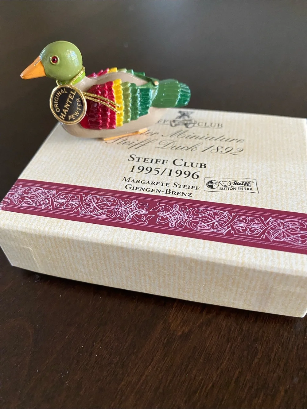 Steiff Club Miniature Mallard Duck Pewter Figurine by Hantel